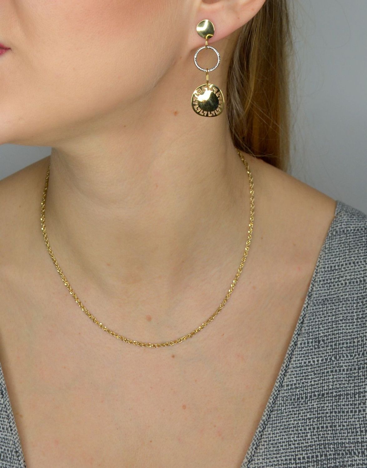 Złote kolczyki 585 wisząca droga grecka KL 875A.jpg